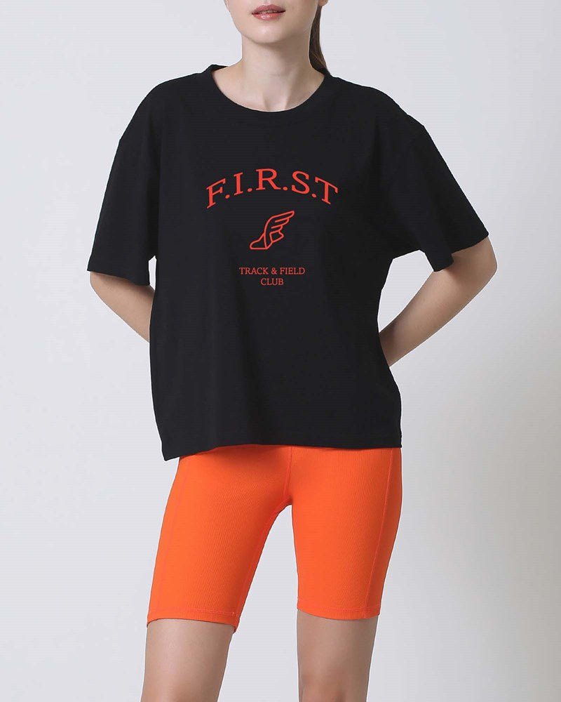 First Division T-Shirts Printed Product / XS Track and Field Tee - Black/Orange
