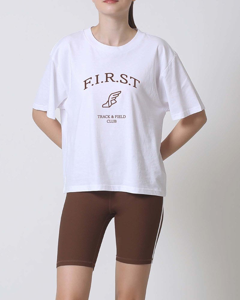 First Division T-Shirts Printed Product / XS Track and Field Tee - White/Beige