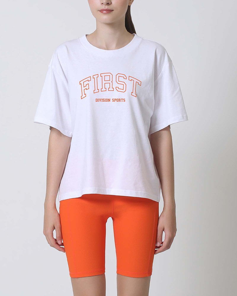 First Division T-Shirts Printed Product / XS Varsity Tee - White/Orange