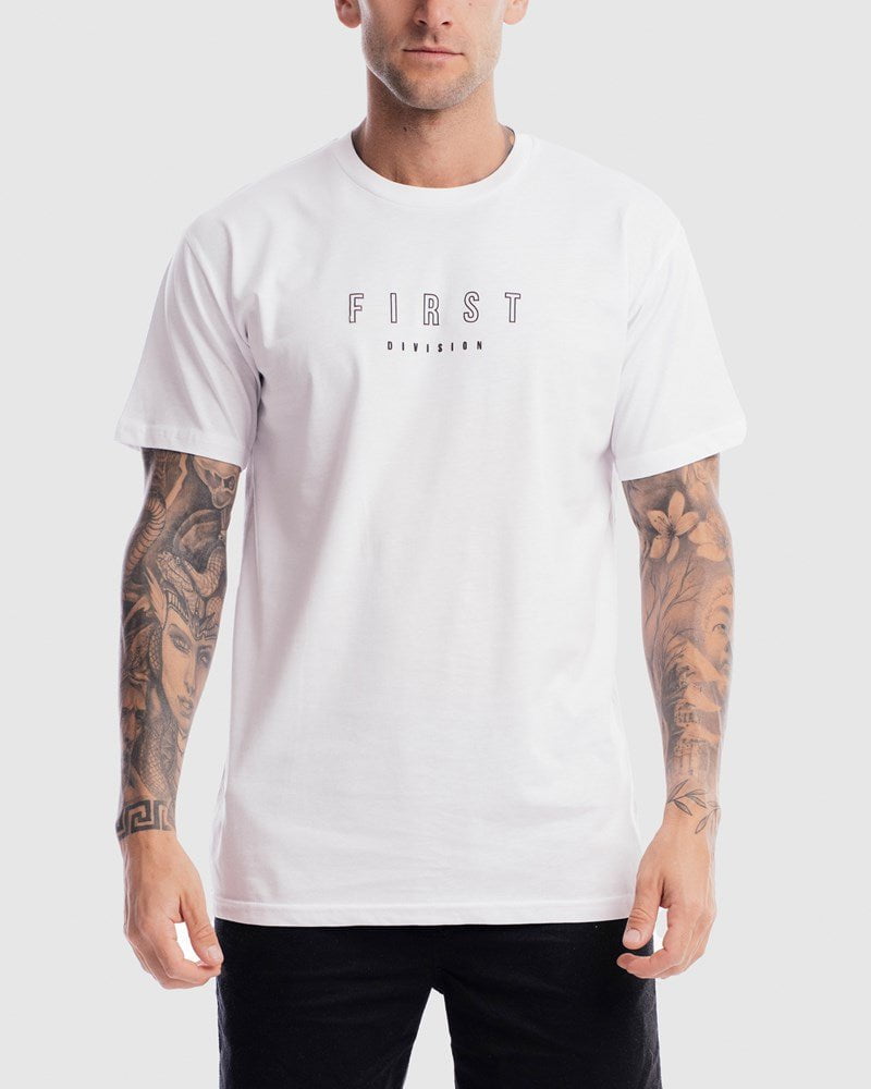 First Rise Tee - White | First Division | Mens Gym T-Shirts — Be Activewear