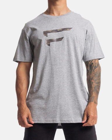 First Division T-Shirts S Mens Performance Camo Logo Tee - Marle Grey