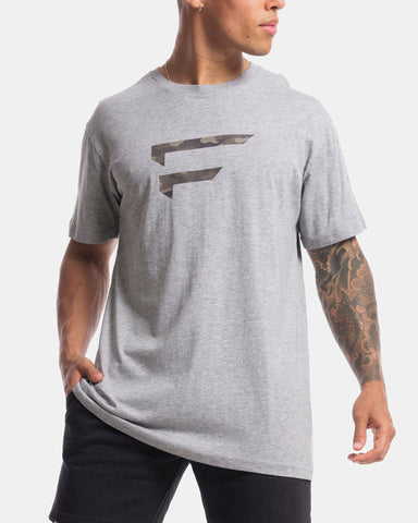 First Division T-Shirts XL Mens Performance Camo Logo Tee - Marle Grey