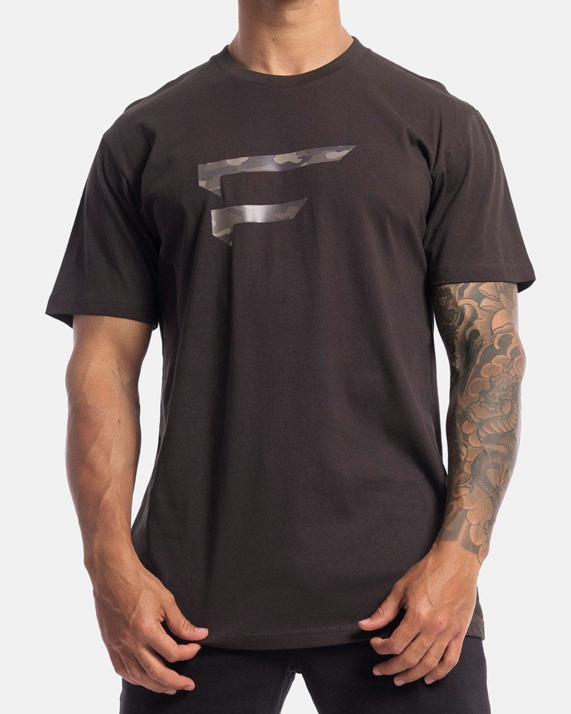First Division T-Shirts XXL Mens Performance Camo Logo Tee - Charcoal