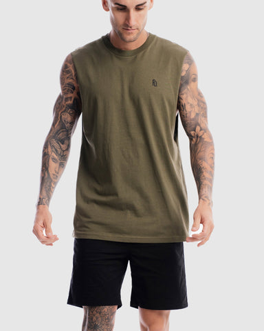 First Division Tank Tops Mens Contract Rise Tank - Olive