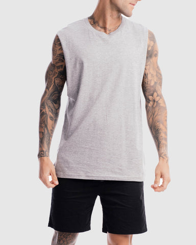 First Division Tank Tops Mens Grand Stand Centre Tank - Marle Grey