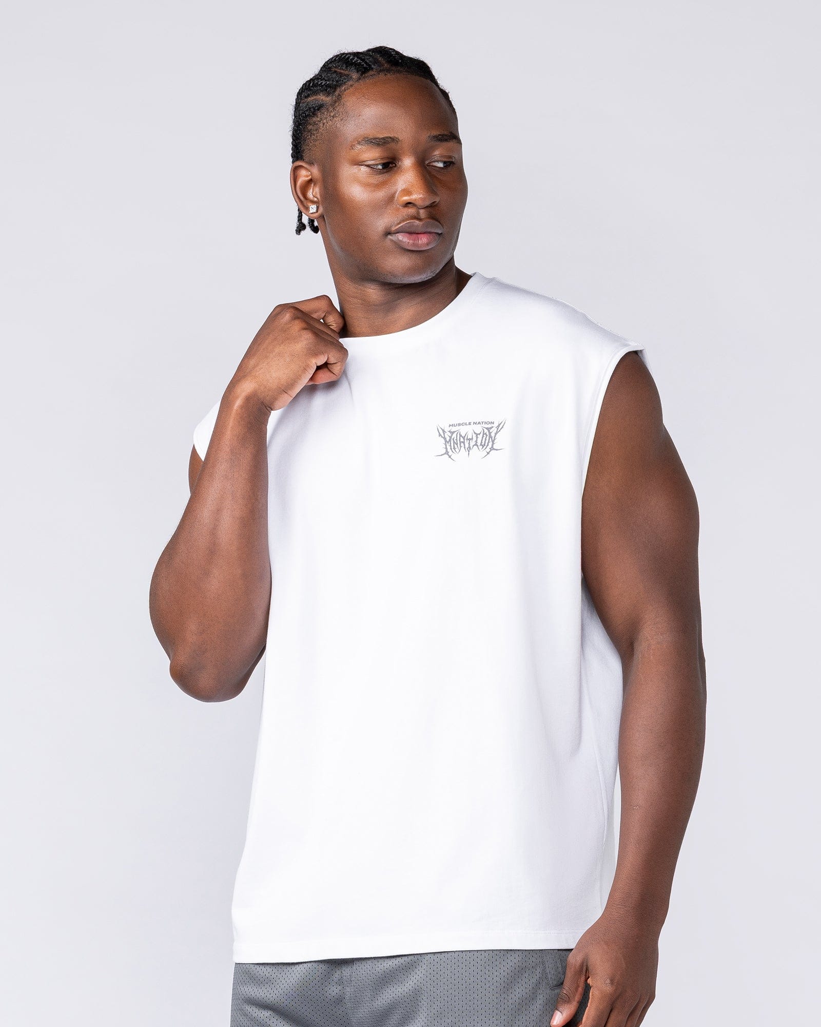 Gothic Boxy Muscle Tank - White