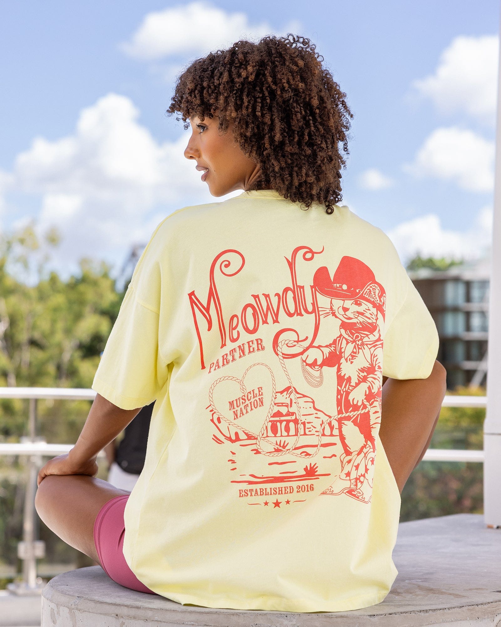 Meowdy Partner Oversized Tee Limoncello - Muscle Nation women's gym tee