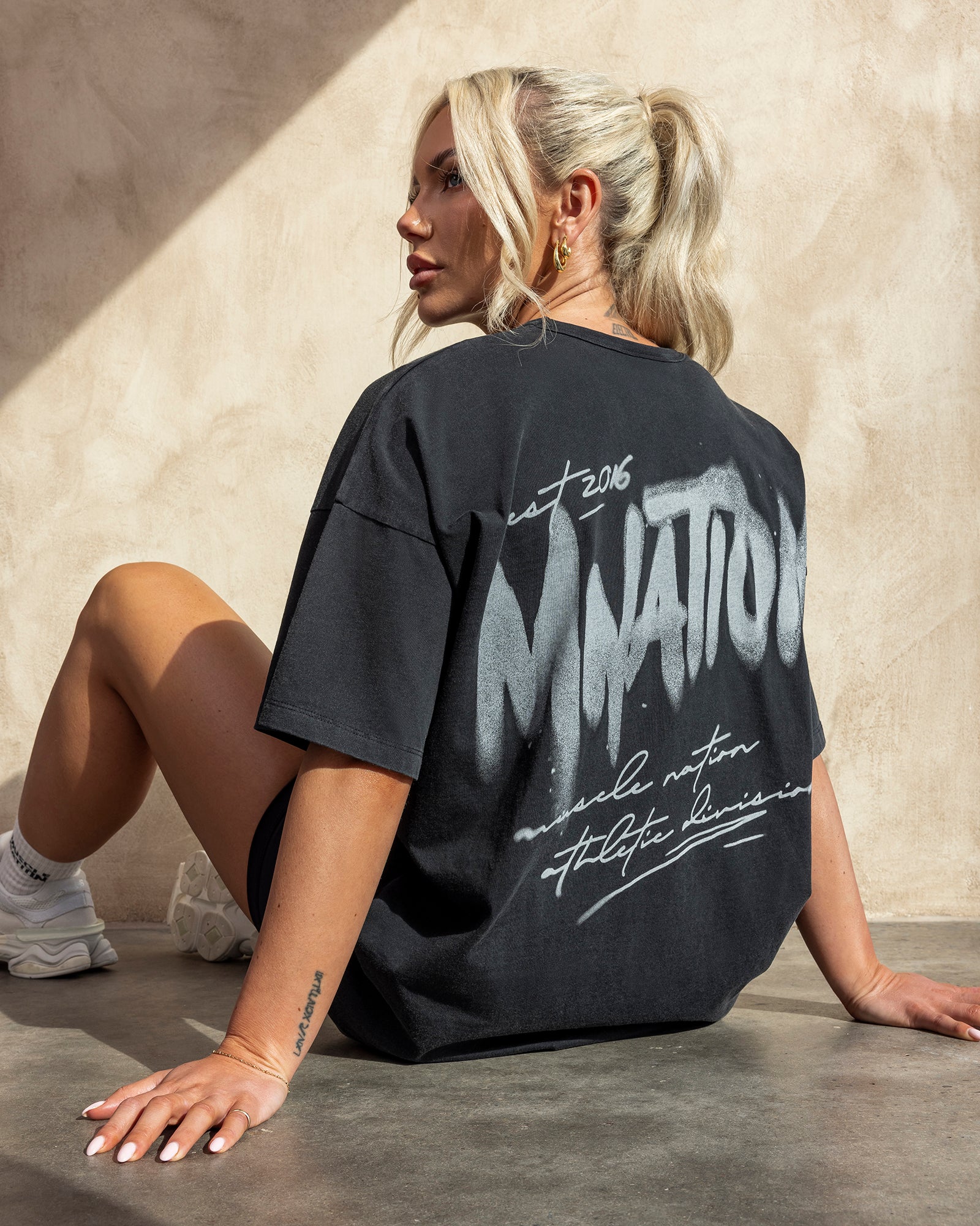 Mnation Athletic Oversized Tee - Washed Black
