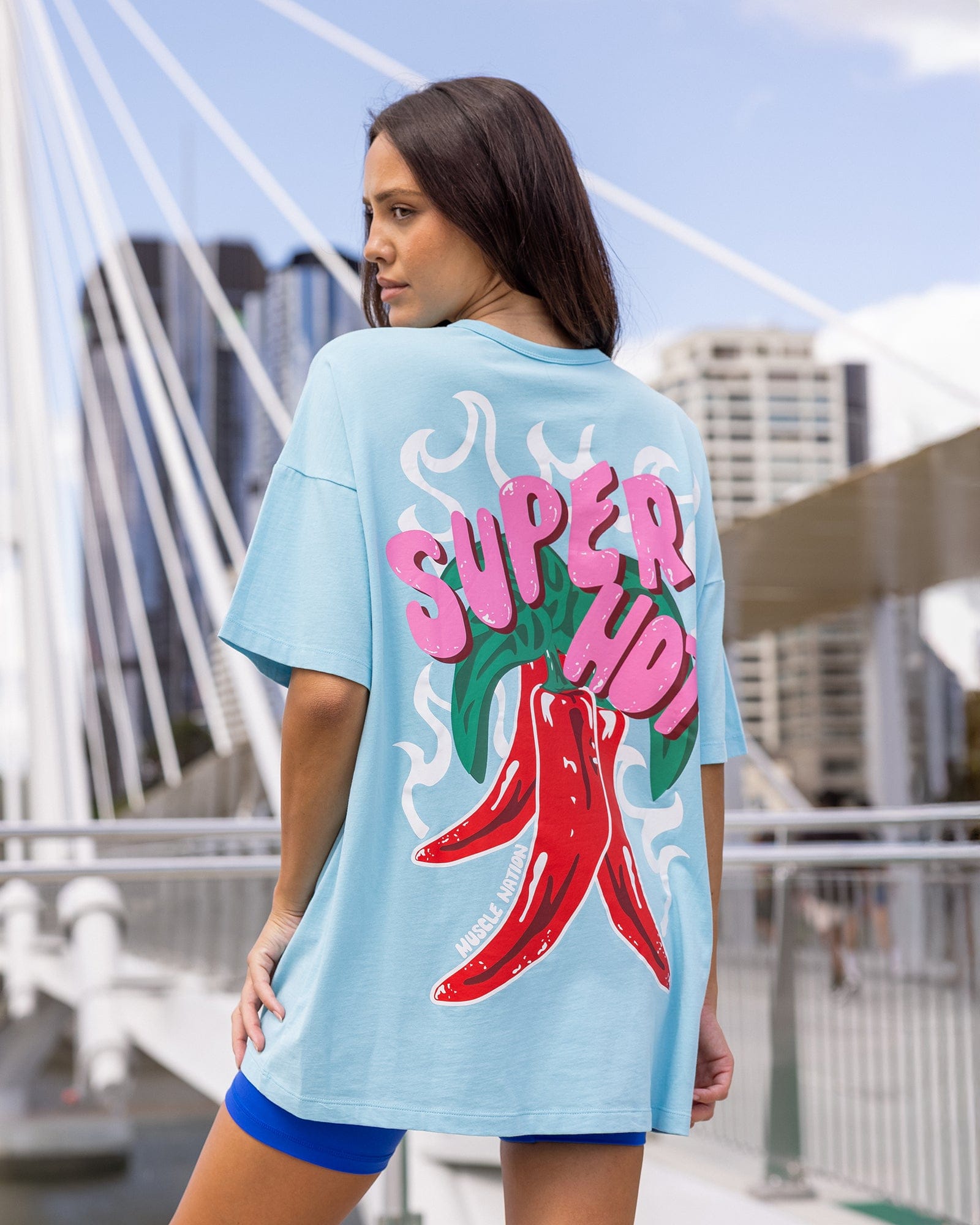 Super Hot Oversized Tee Lagoon - Muscle Nation women's gym tee