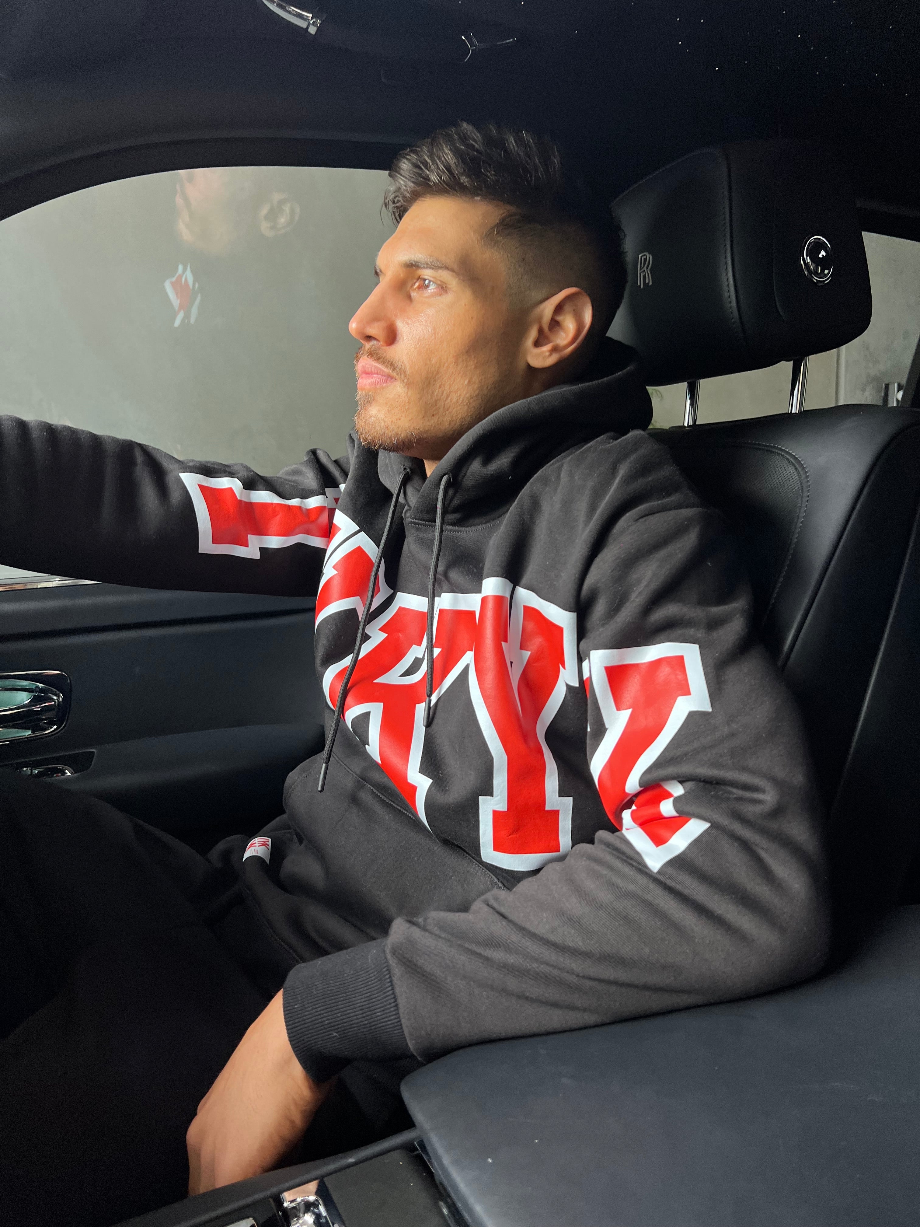 jem sporting Hoodie Embellished hoodie - BLACK/RUBY