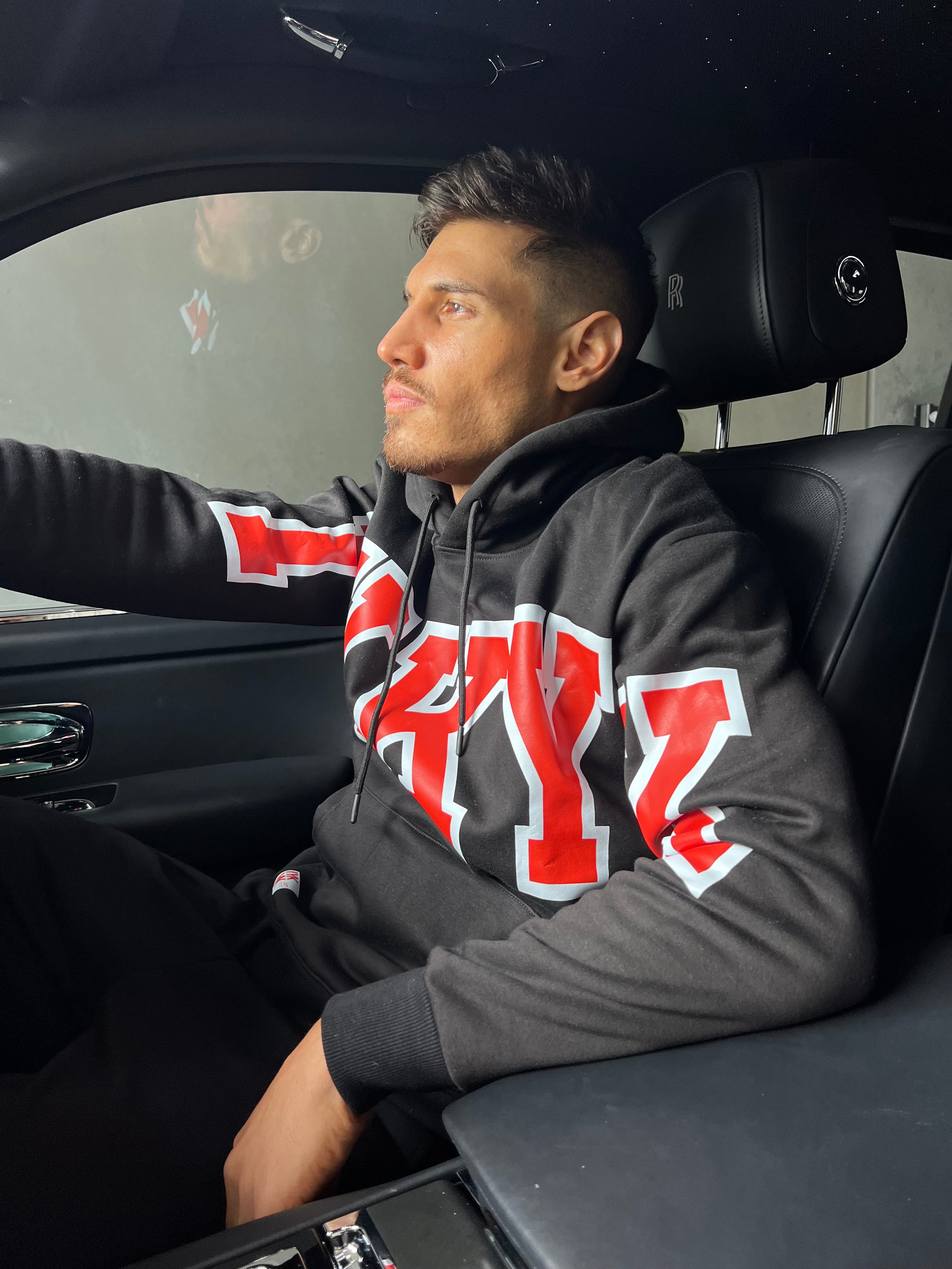 jem sporting Hoodie Embellished hoodie - BLACK/RUBY