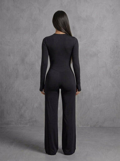 Kate Galliano Activewear Long Sleeve Wide-Leg Jumpsuit - Black