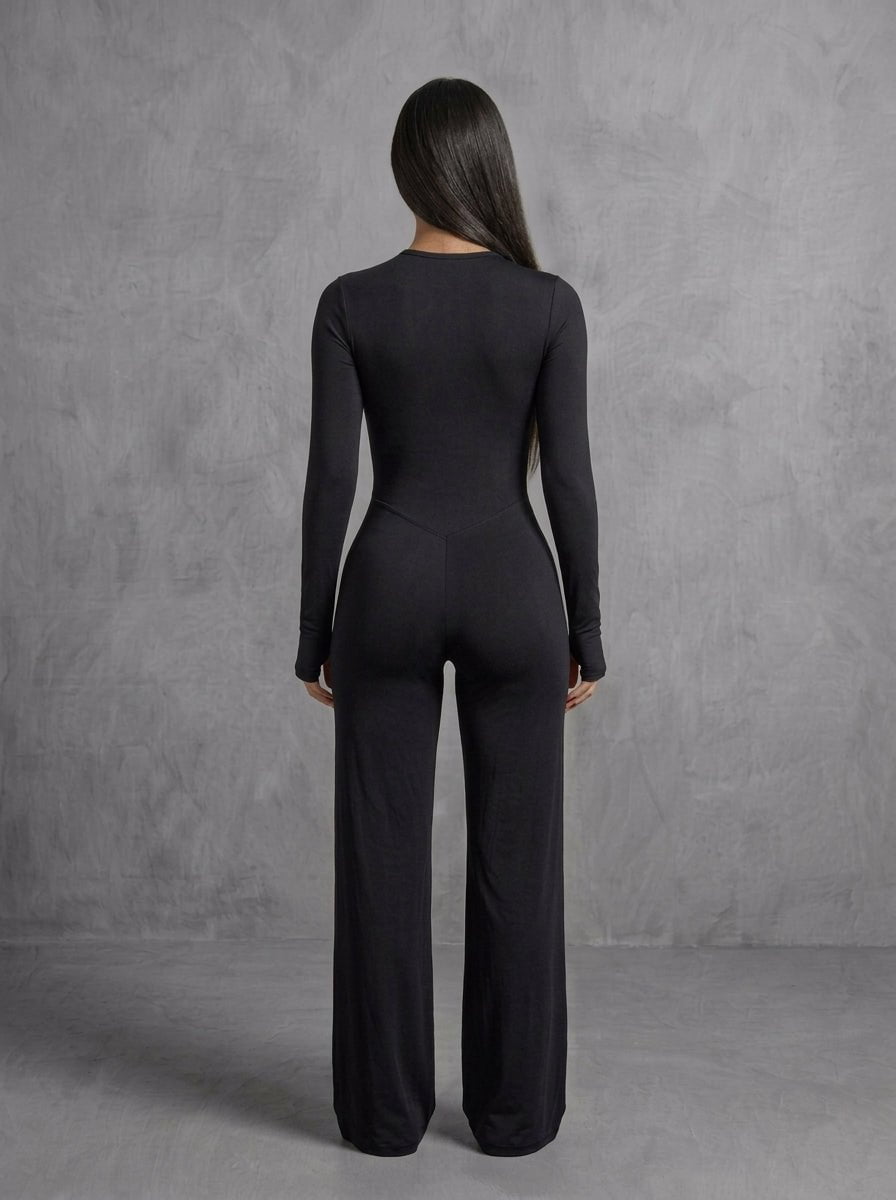 Kate Galliano Activewear Long Sleeve Wide-Leg Jumpsuit - Black