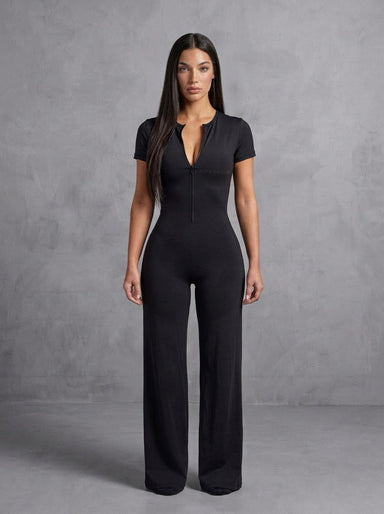 Kate Galliano Activewear XS/S Short Sleeve Wide-Leg Jumpsuit - Black