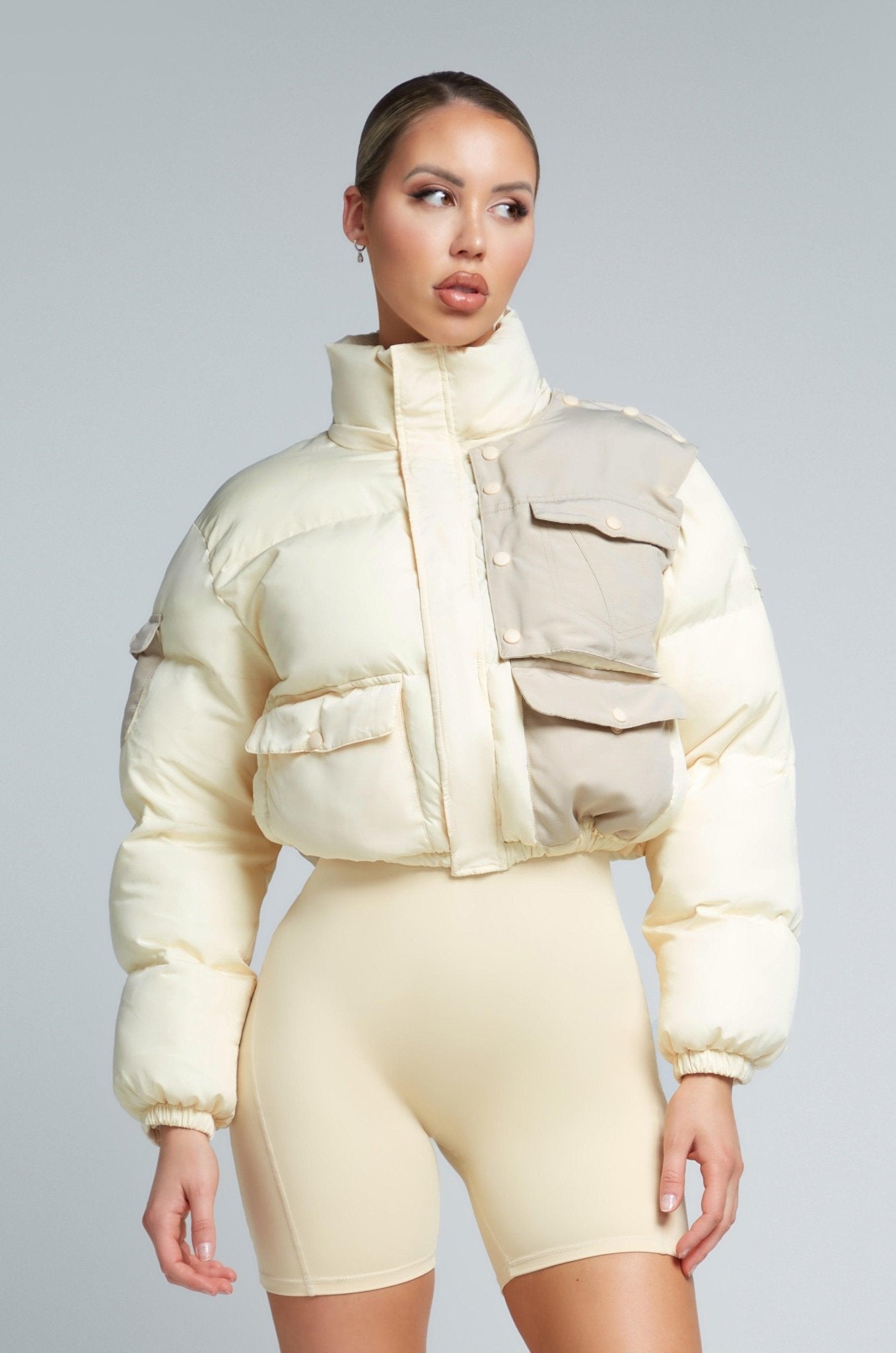 Kate Galliano Jackets KG Cropped Puffer Jacket - Cream