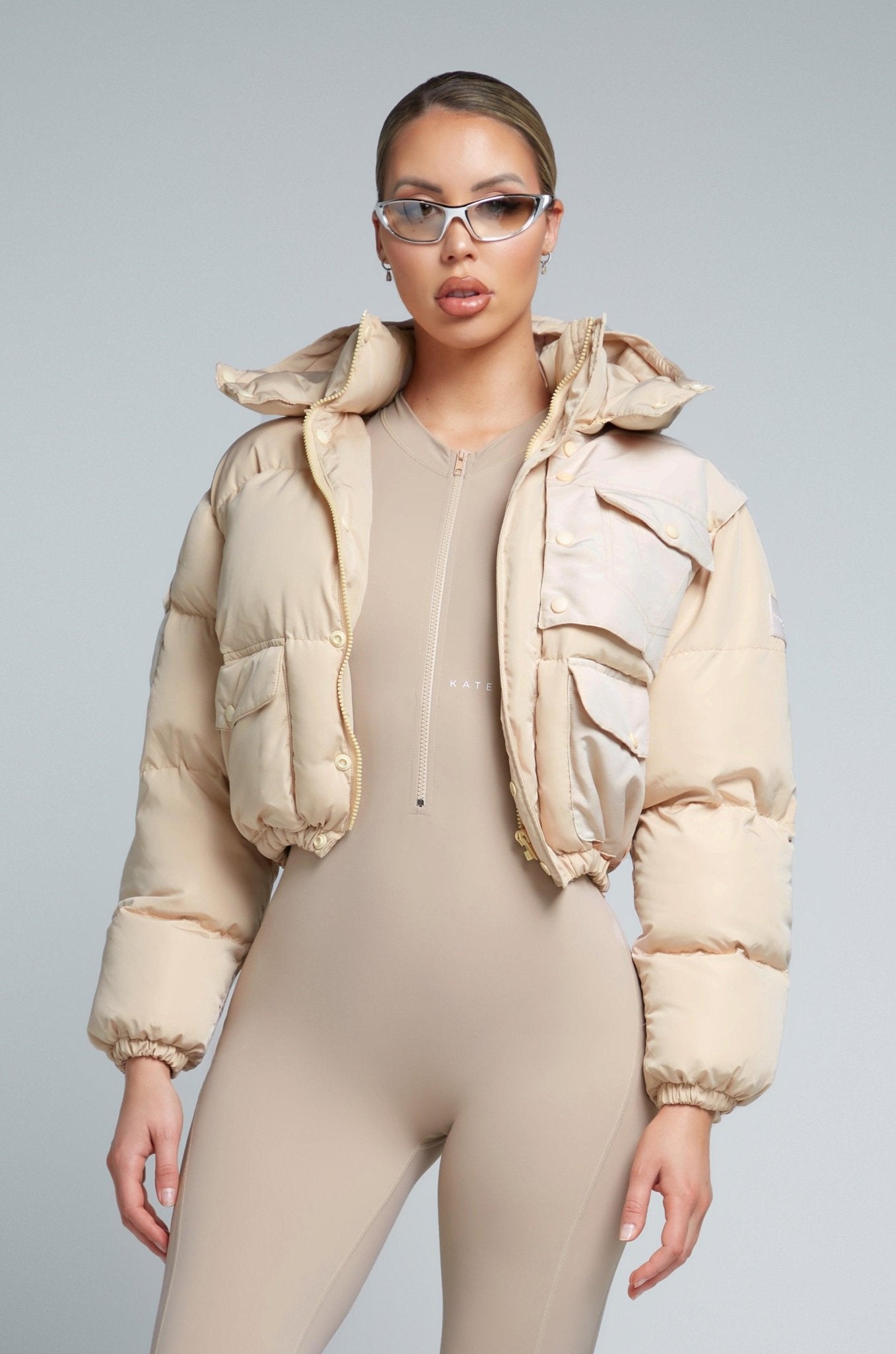 Kate Galliano Jackets KG Cropped Puffer Jacket - Latte