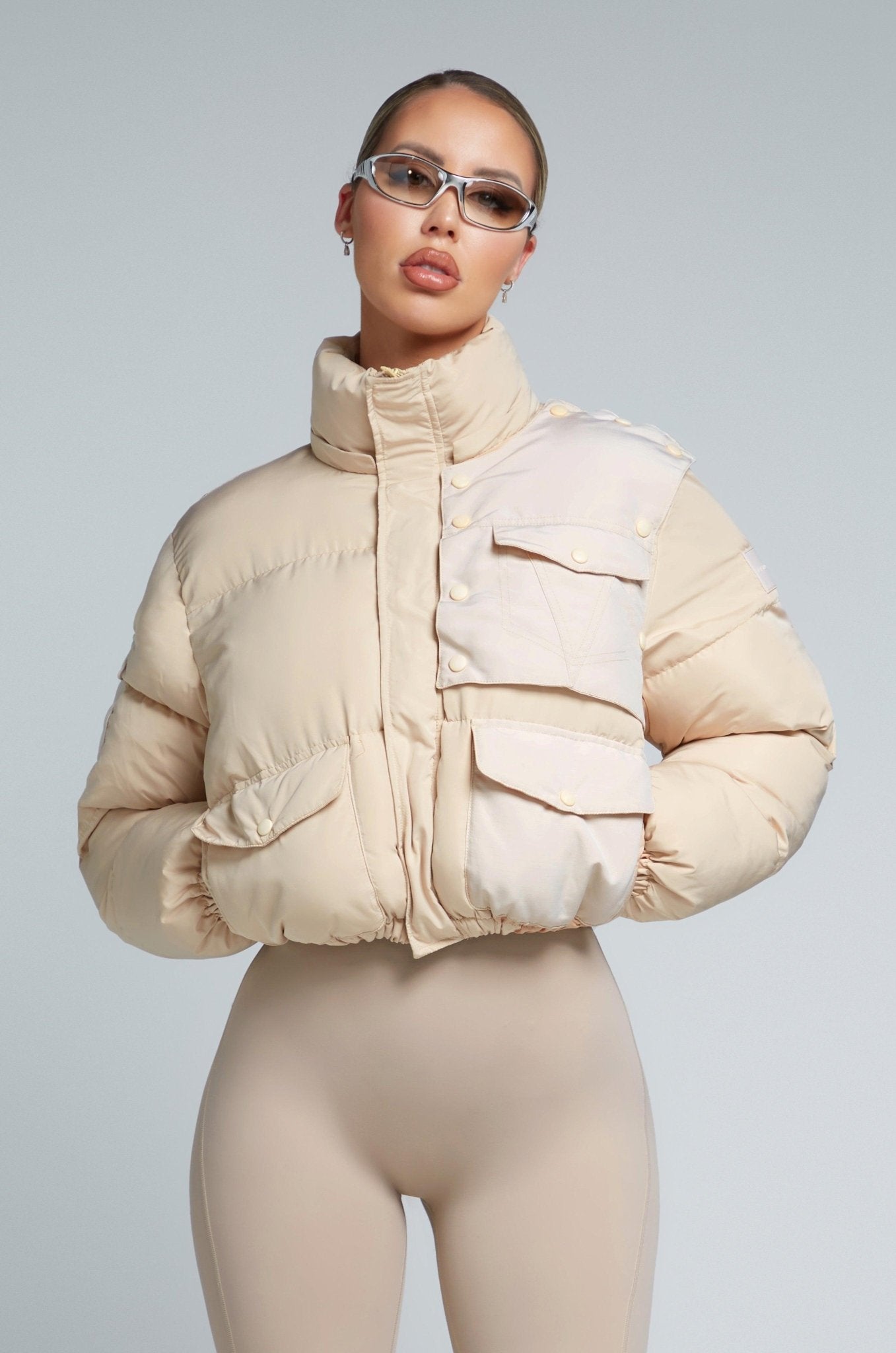 Kate Galliano Jackets KG Cropped Puffer Jacket - Latte