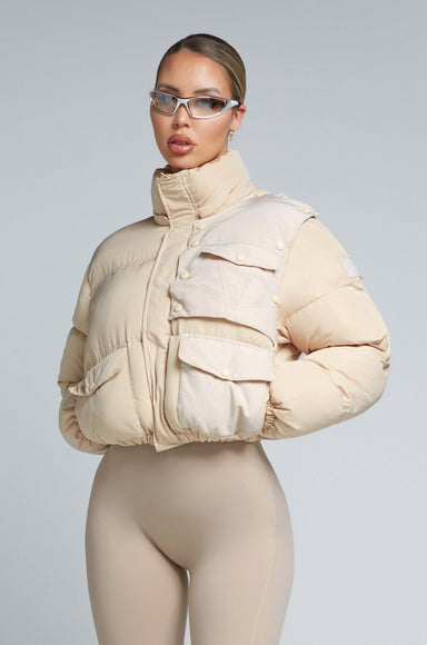 Kate Galliano Jackets XS/S KG Cropped Puffer Jacket - Latte