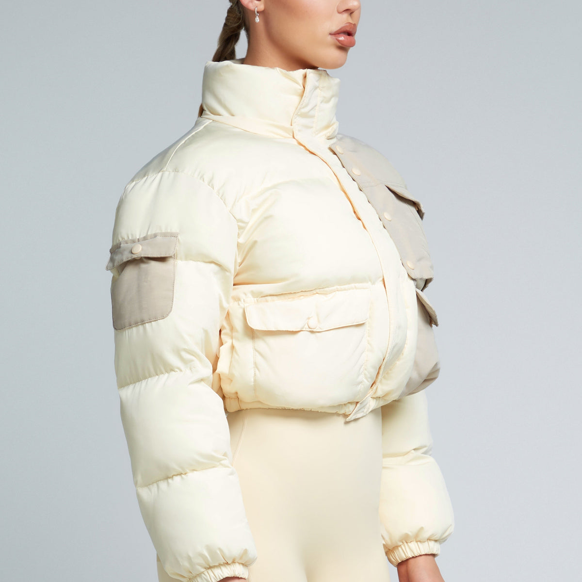 W23/24 KG Cropped Puffer Jacket Cream