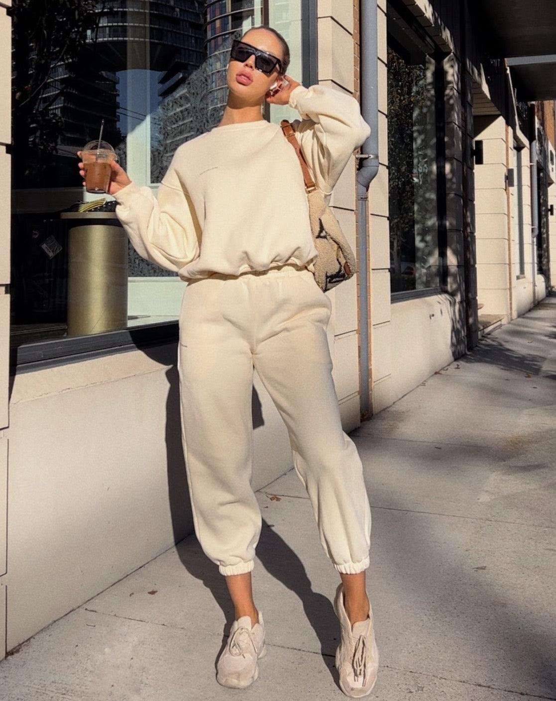 Kate Galliano Track Pants Cotton Tracksuit Pants - Cream