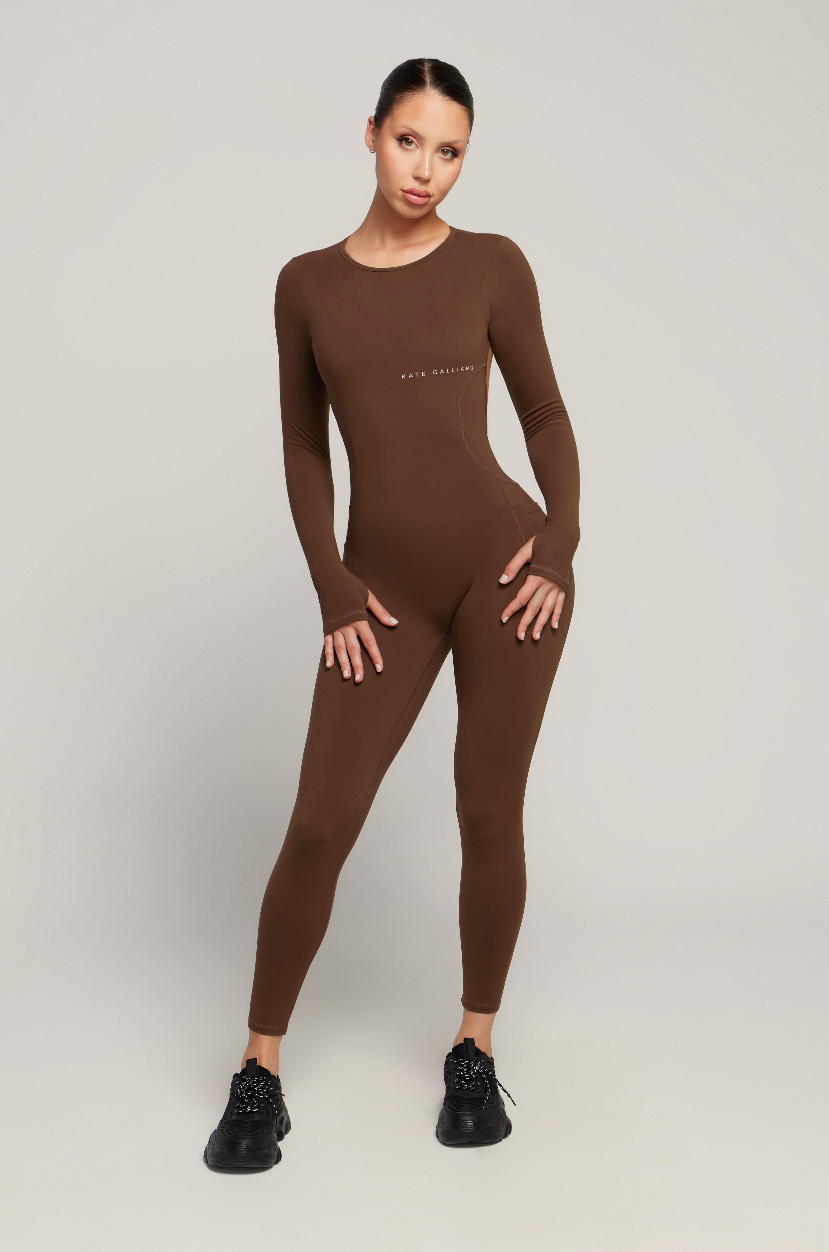 Kate Galliano Unitards L/XL Long Sleeve Jumpsuit - Cacao