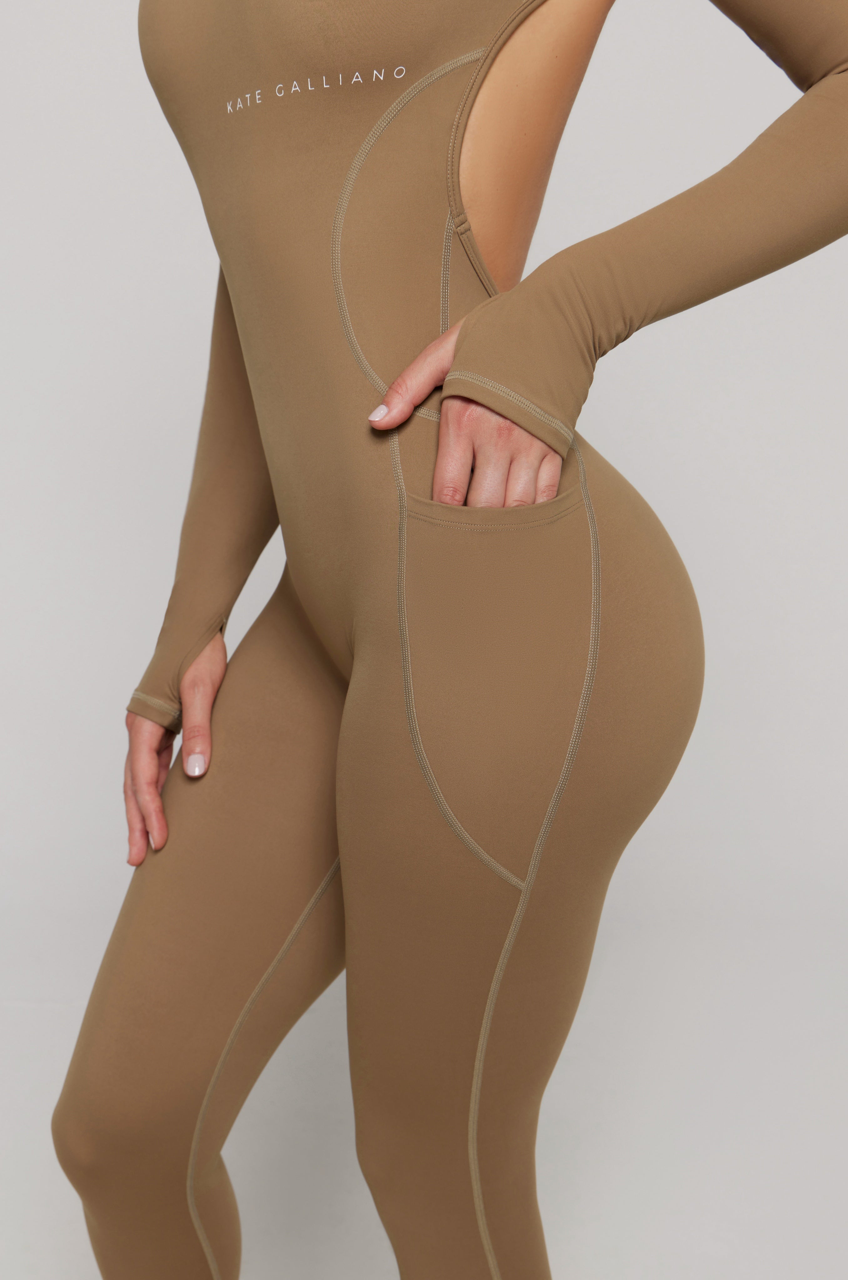 Kate Galliano Unitards Long Sleeve Jumpsuit - Caramel