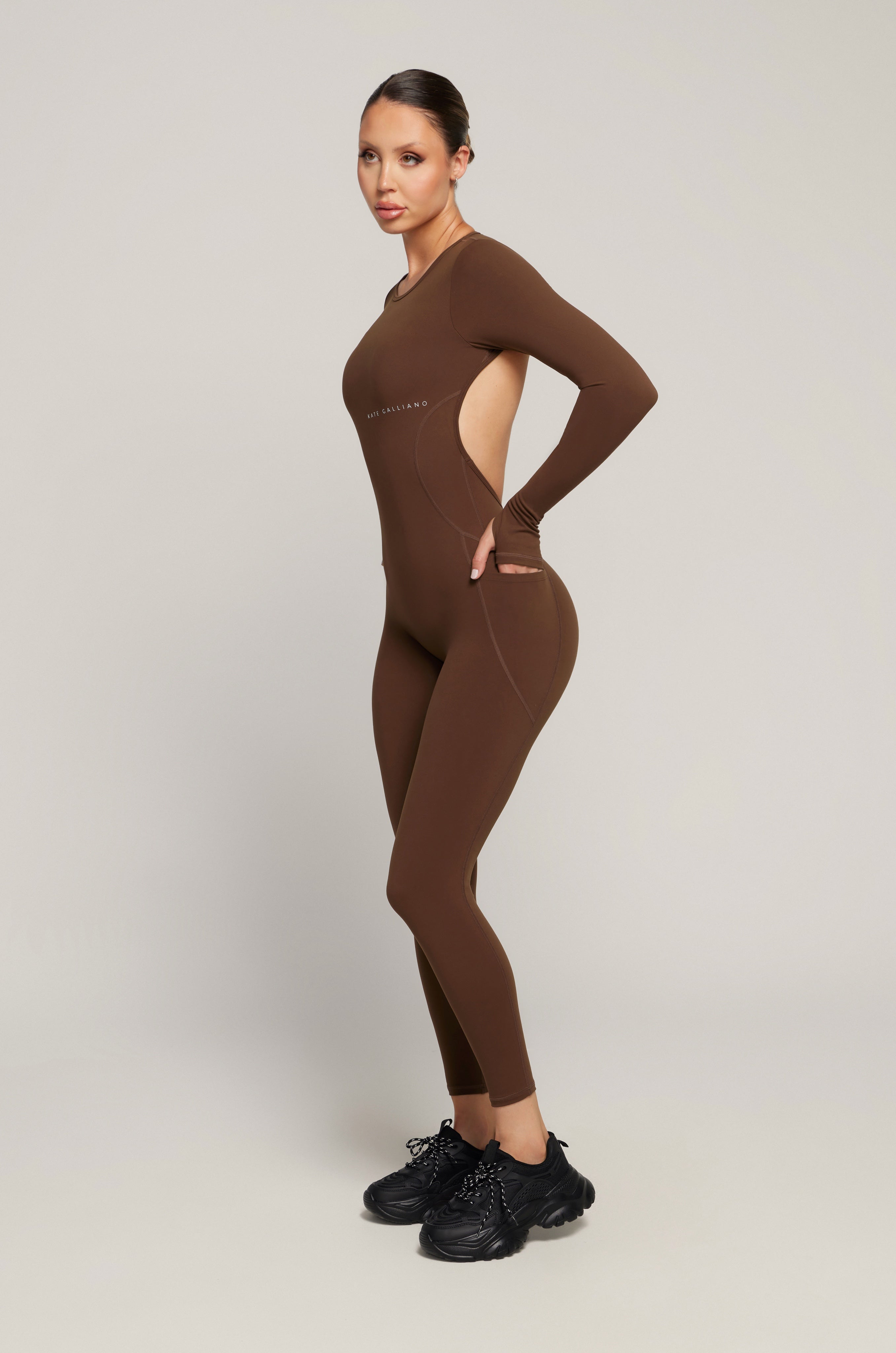 Kate Galliano Unitards M/L Long Sleeve Jumpsuit - Cacao