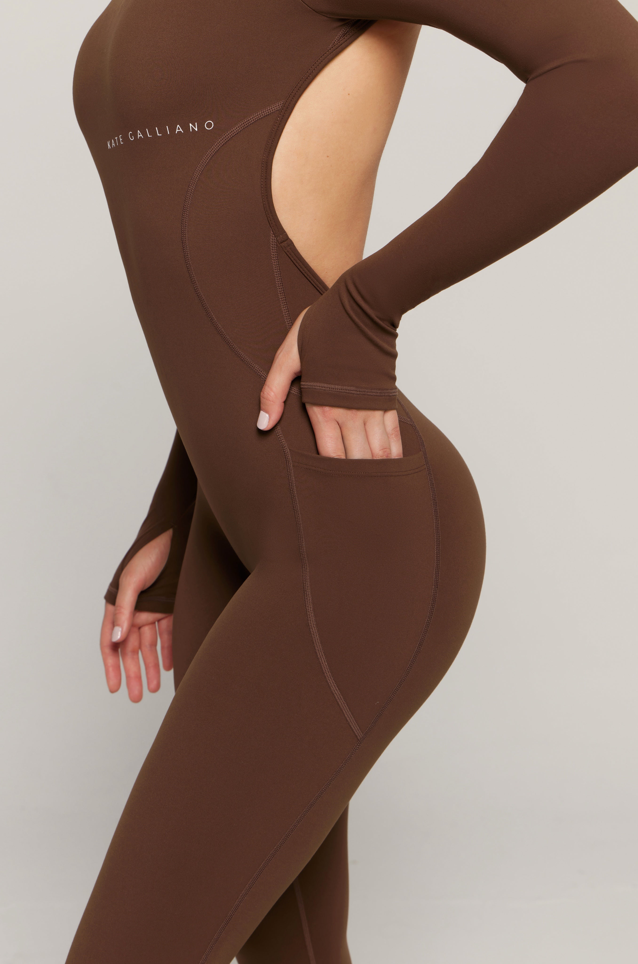 Kate Galliano Unitards S/M Long Sleeve Jumpsuit - Cacao