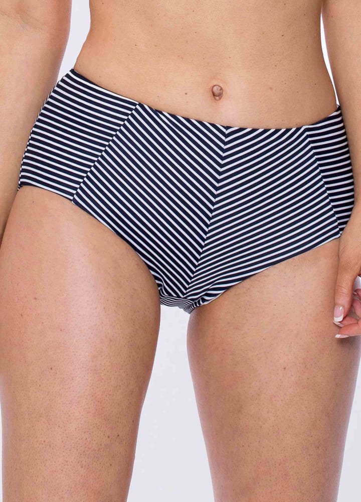 LaSculpté Bikini Bottoms 8 / Striped Bikini Bottom Striped Panelled Brief