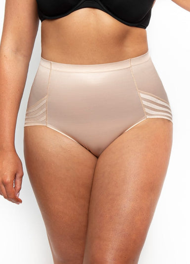 LaSculpte Shapewear 10 / Nude Hi-Cut Stripe Control Full Brief