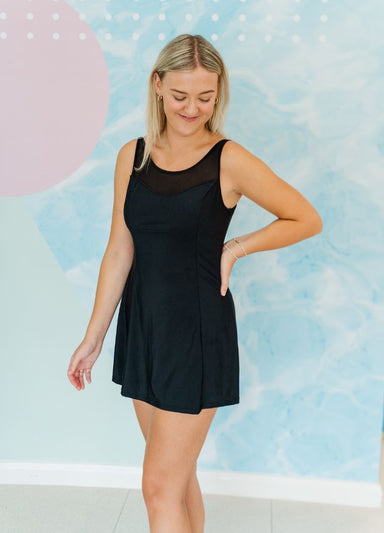 LaSculpte Swimwear Mesh Yoke Swim Dress