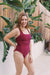 LaSculpte Swimwear Tummy Control One Piece Swimsuit Square Neck Textured