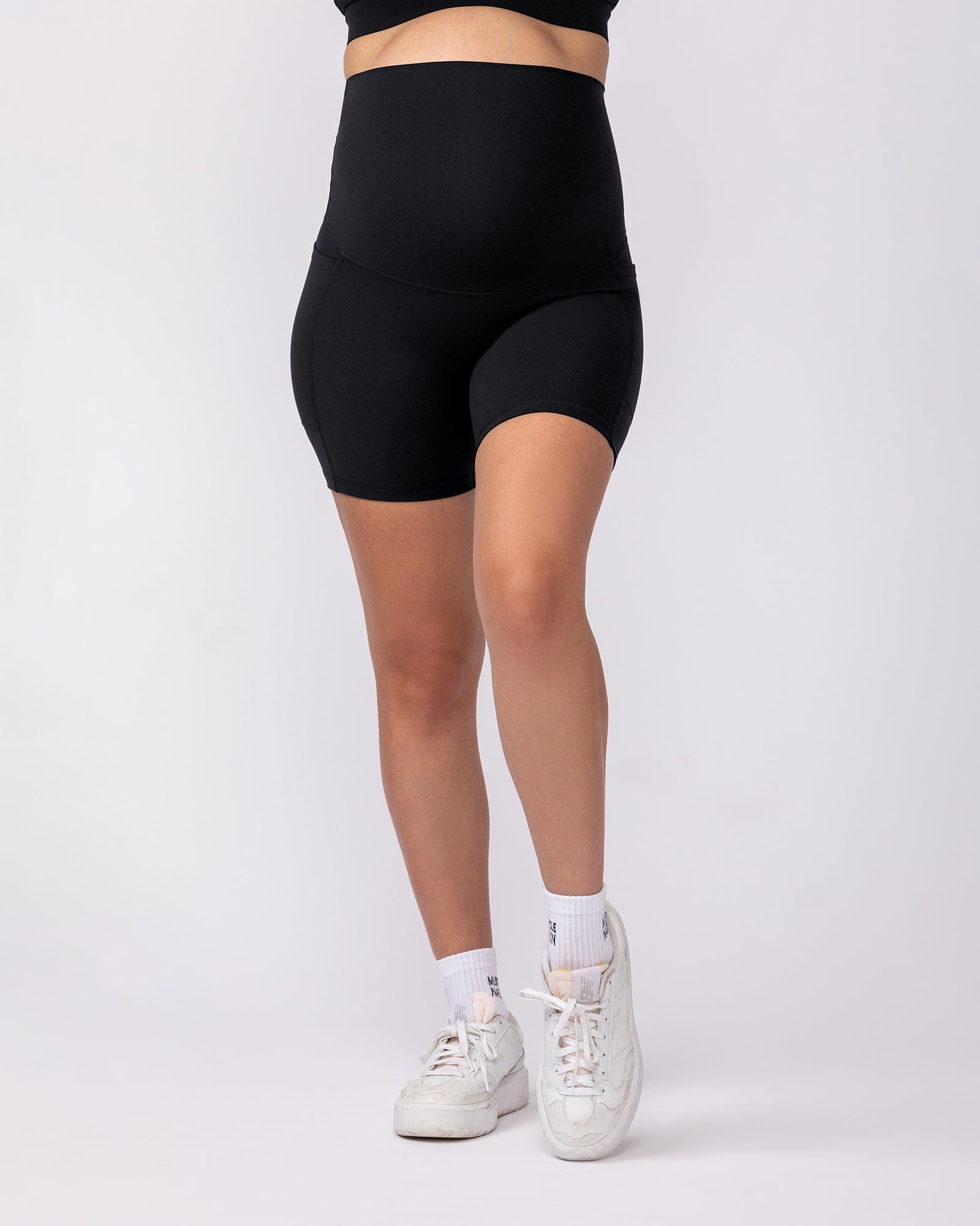 Maternity Everyday Pocket Bike Shorts Black - Muscle Nation maternity bike shorts, view 2