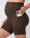 Maternity Everyday Pocket Bike Shorts Deep Brown - Muscle Nation maternity bike shorts