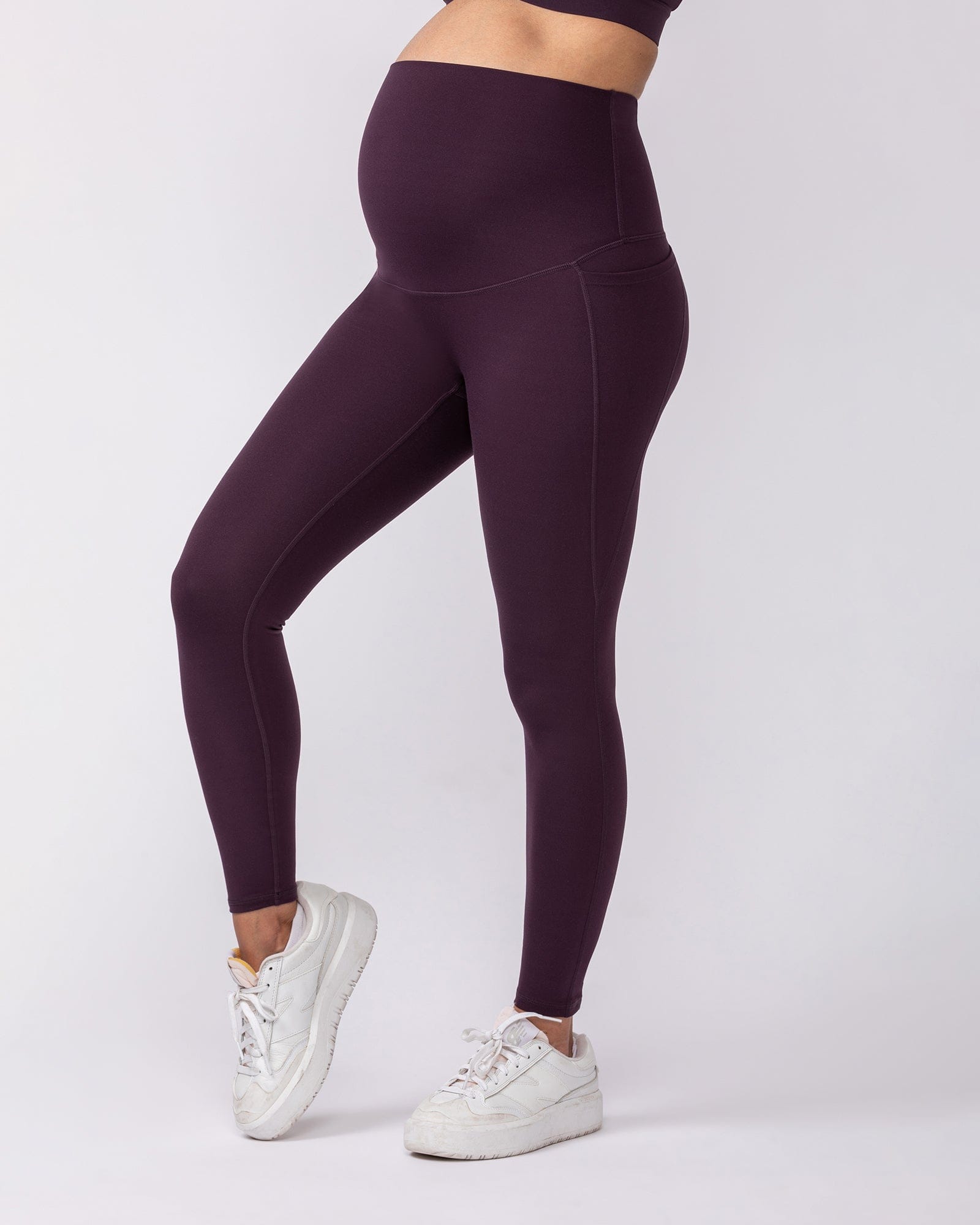 Maternity Everyday Pocket Leggings Midnight Plum - Muscle Nation maternity leggings, view 4