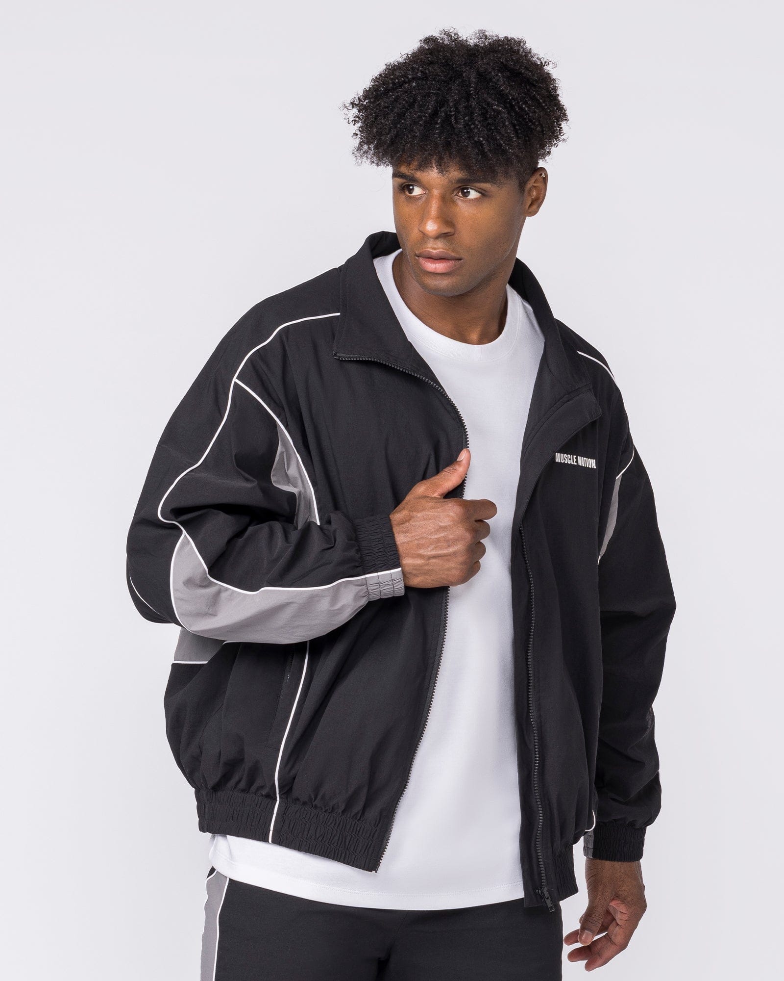 Command Windbreaker Zip Through Black - Muscle Nation men's jacket, view 3