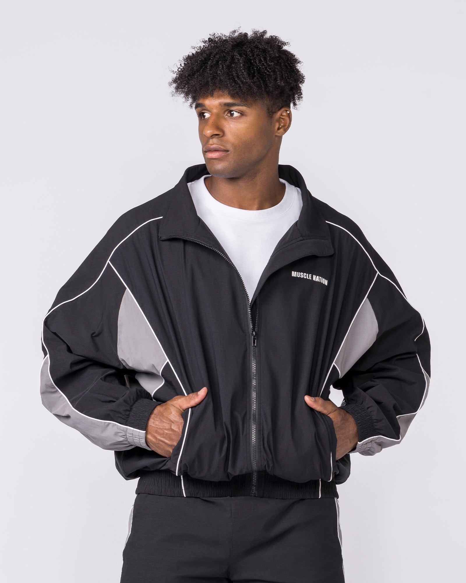 Command Windbreaker Zip Through Black - Muscle Nation men's jacket, view 6