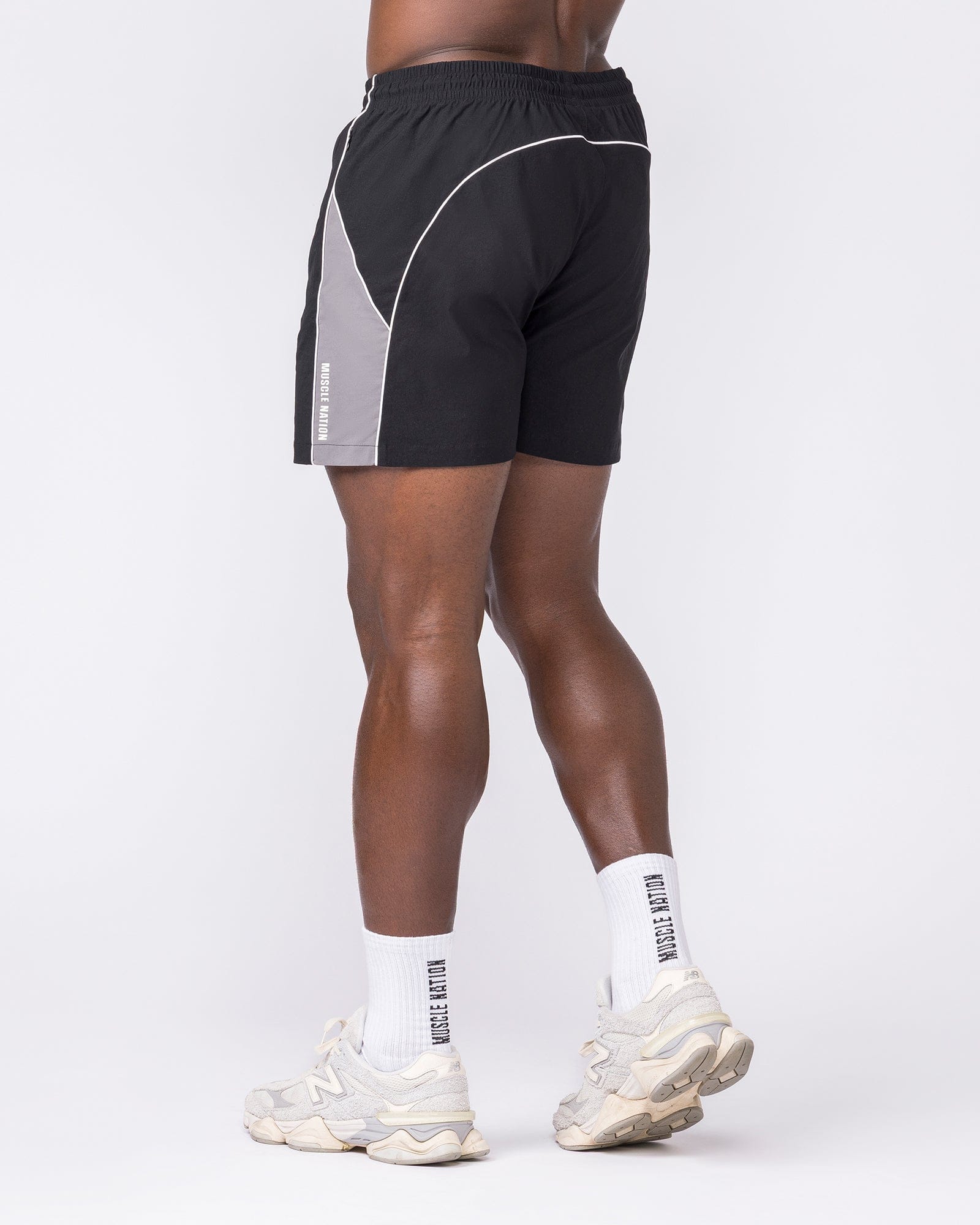 Command Windbreaker Shorts Black - Muscle Nation men's gym shorts, view 5