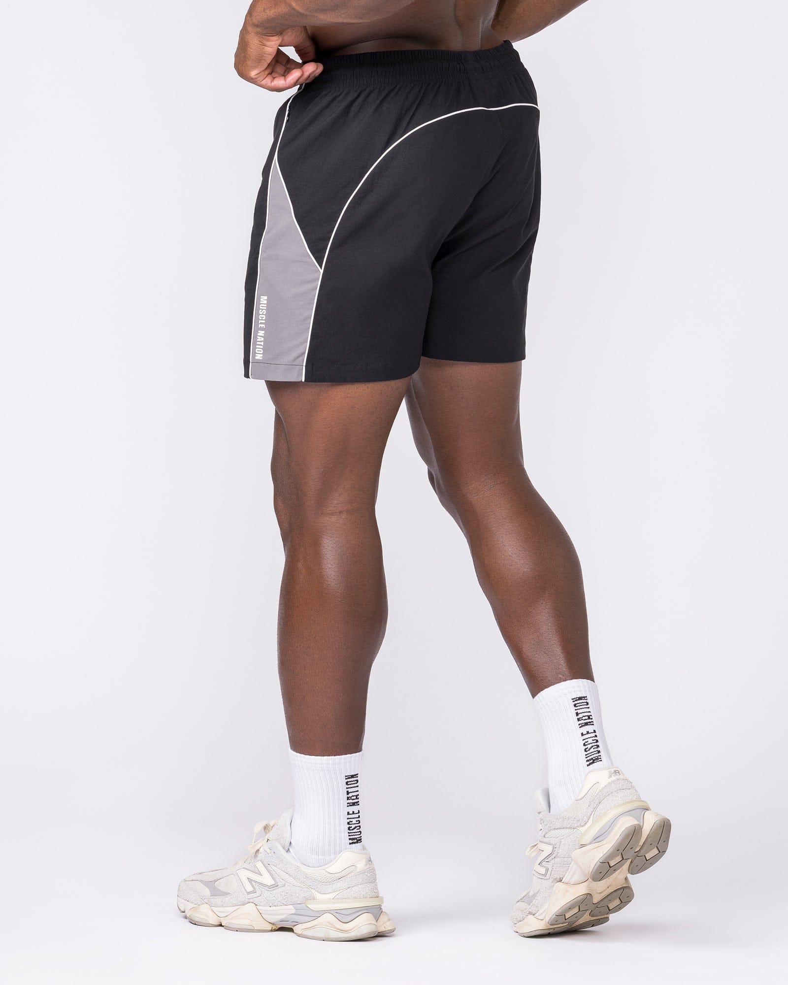 Command Windbreaker Shorts Black - Muscle Nation men's gym shorts
