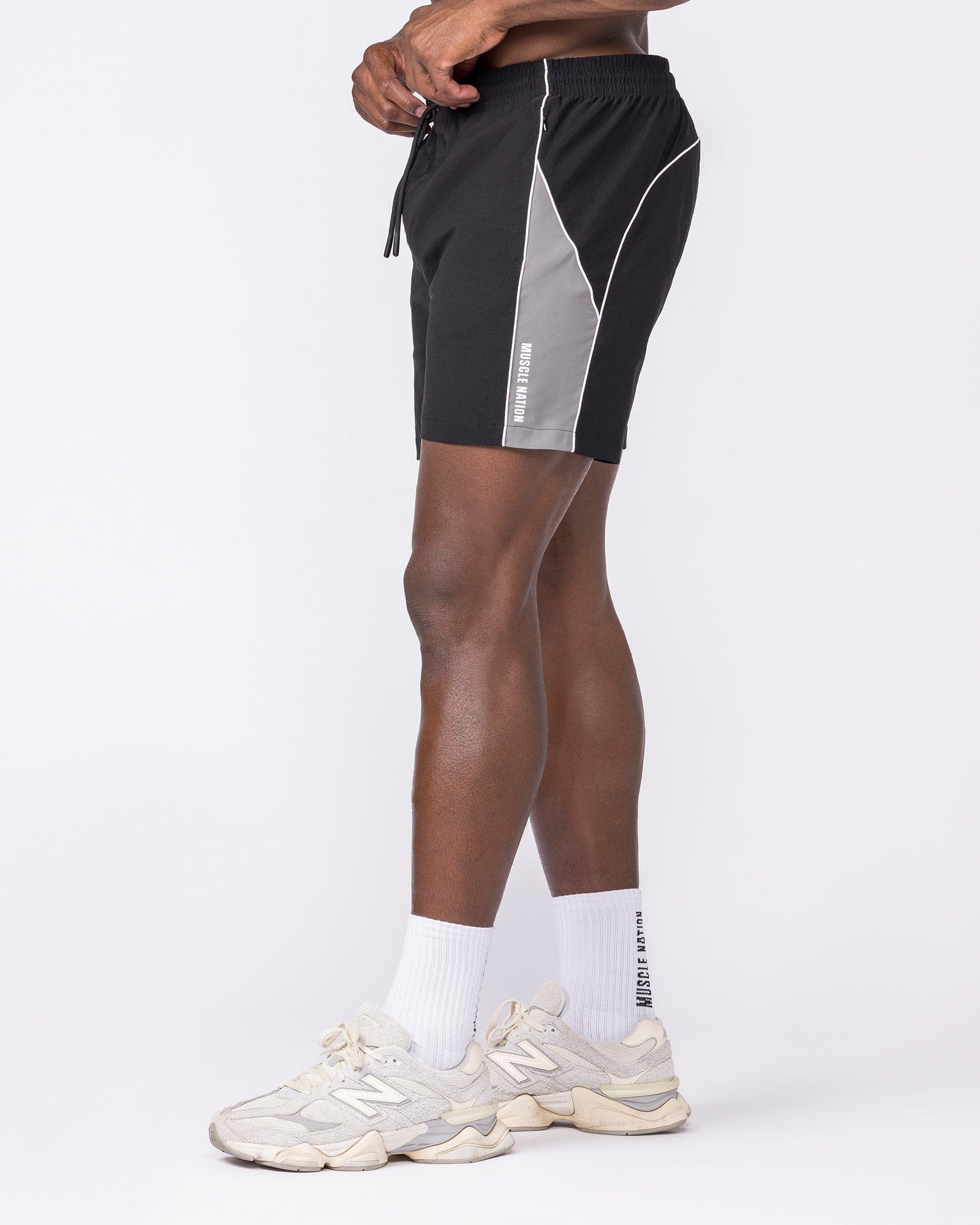 Command Windbreaker Shorts Black - Muscle Nation men's gym shorts, view 2