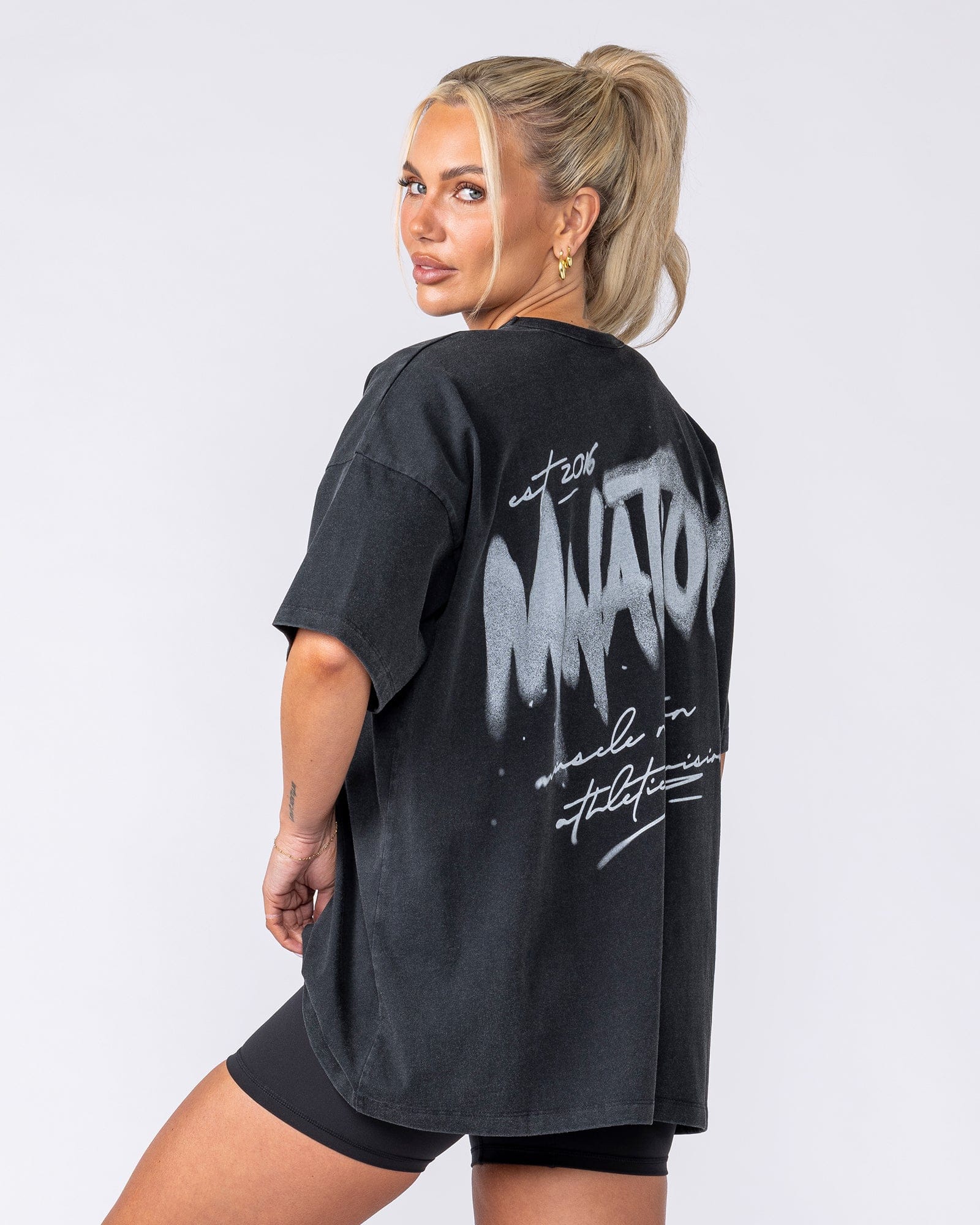 Mnation Athletic Oversized Tee - Washed Black