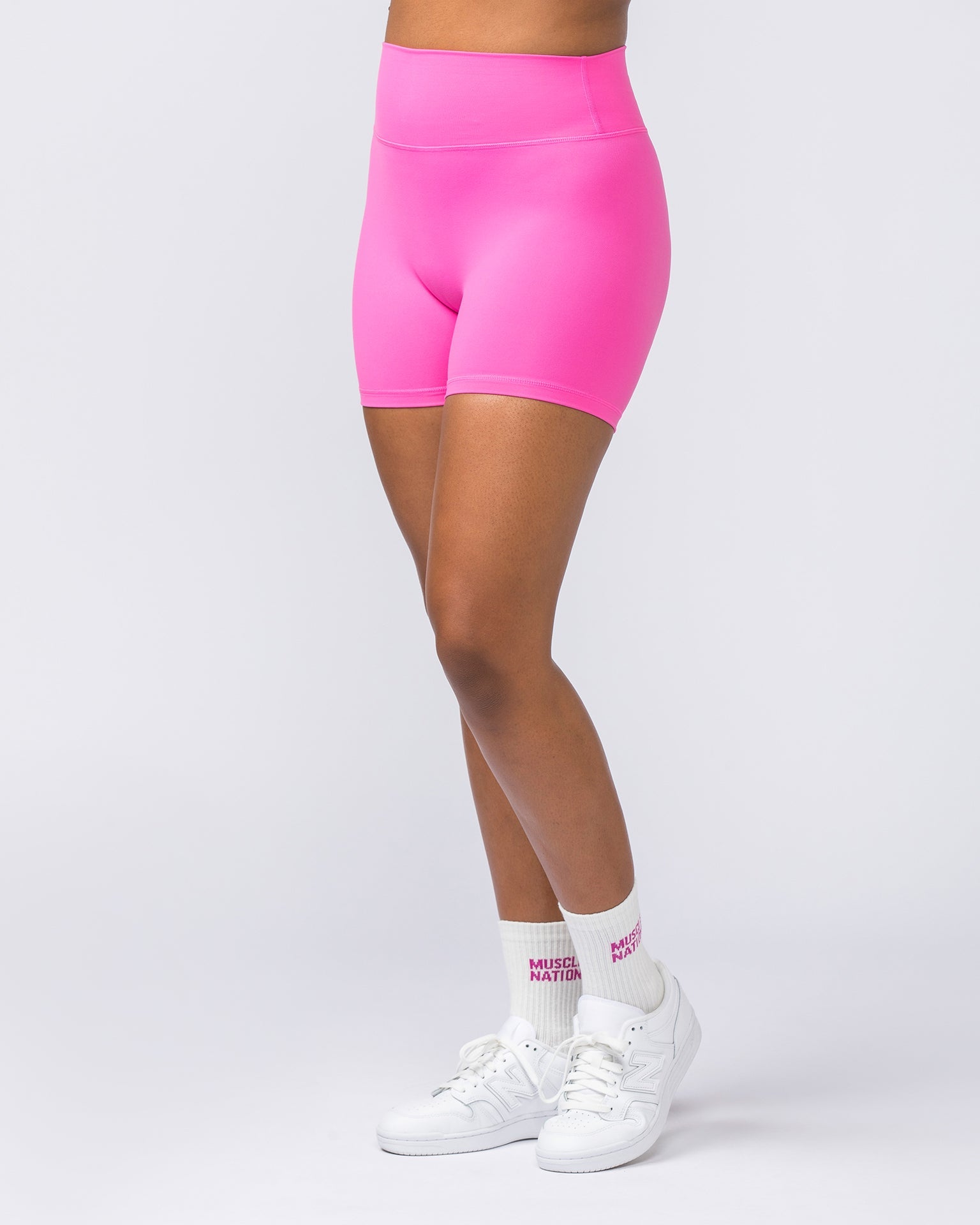 Muscle Nation Bike Shorts Instinct Scrunch Midway Shorts - Neon Bubblegum