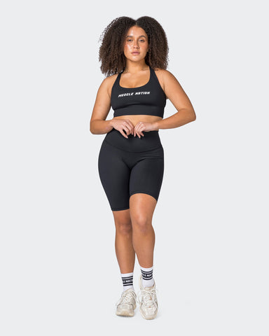 Muscle Nation Bike Shorts Ultra Signature Referee Length Shorts - Black