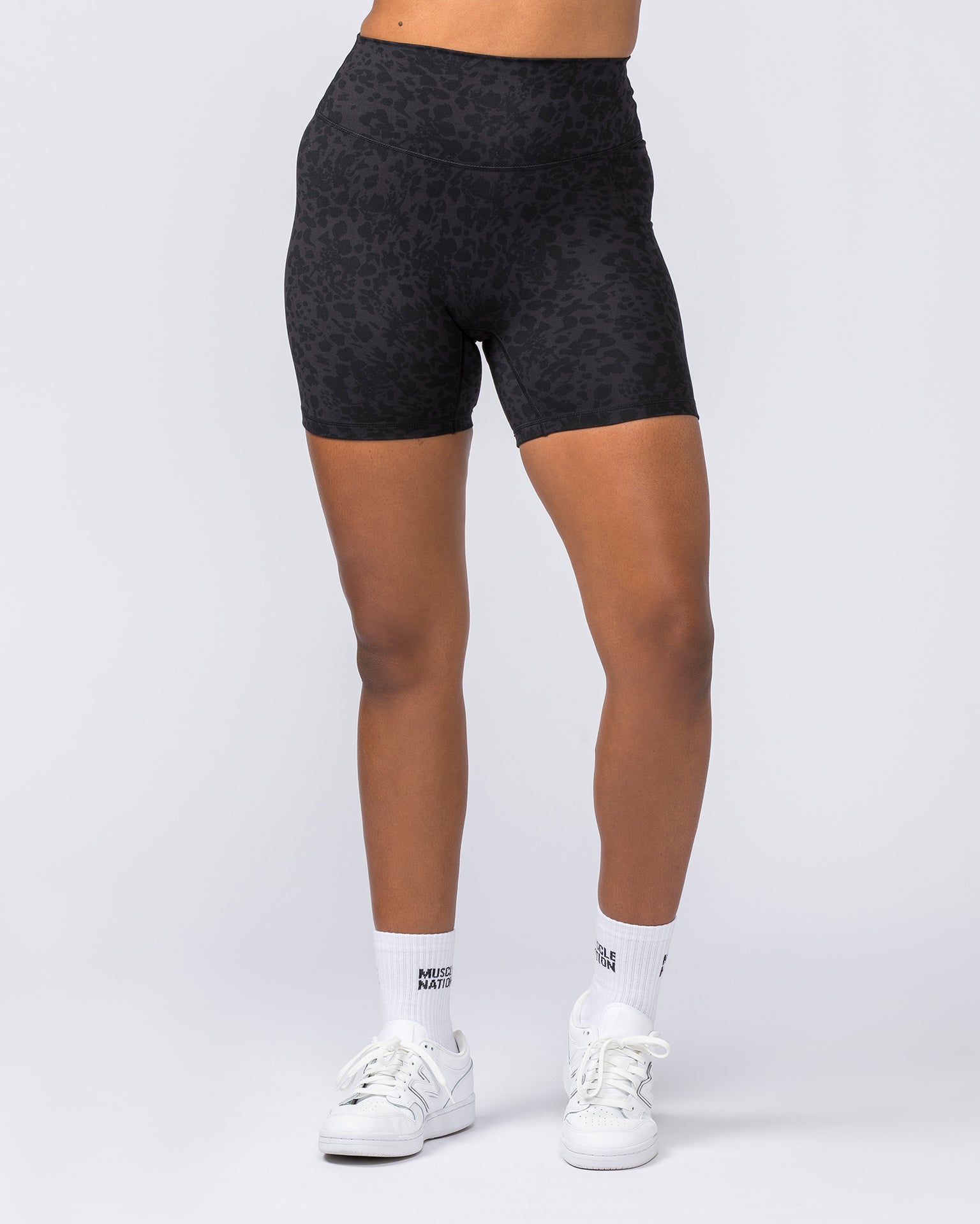 Muscle Nation Bike Shorts Zero Rise Everyday Bike Shorts - Monochrome Abstract Print