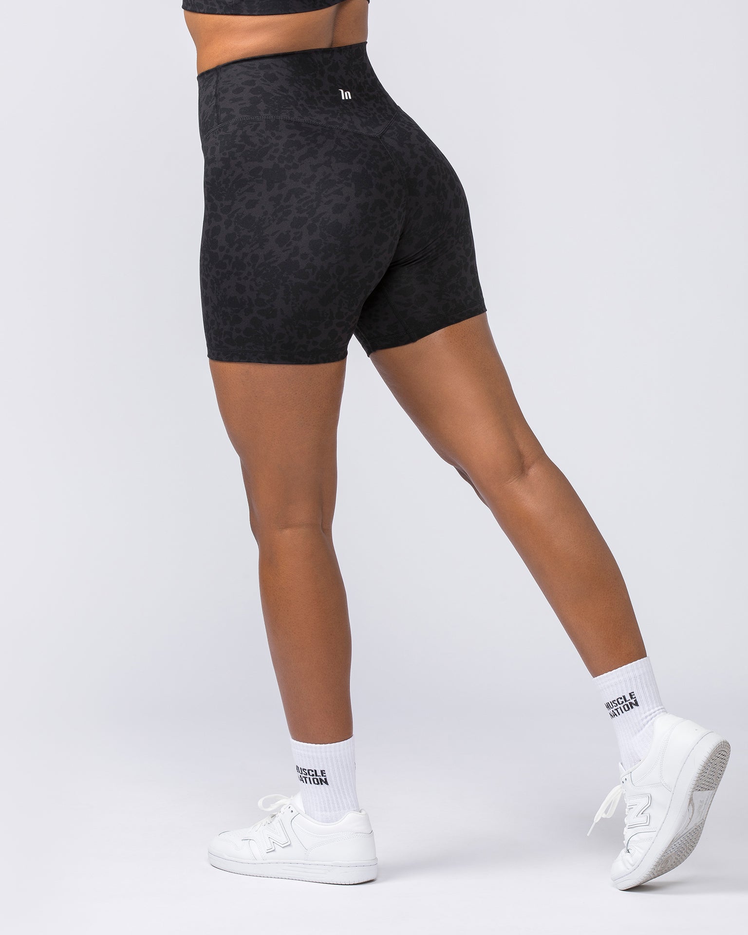 Muscle Nation Bike Shorts Zero Rise Everyday Bike Shorts - Monochrome Abstract Print