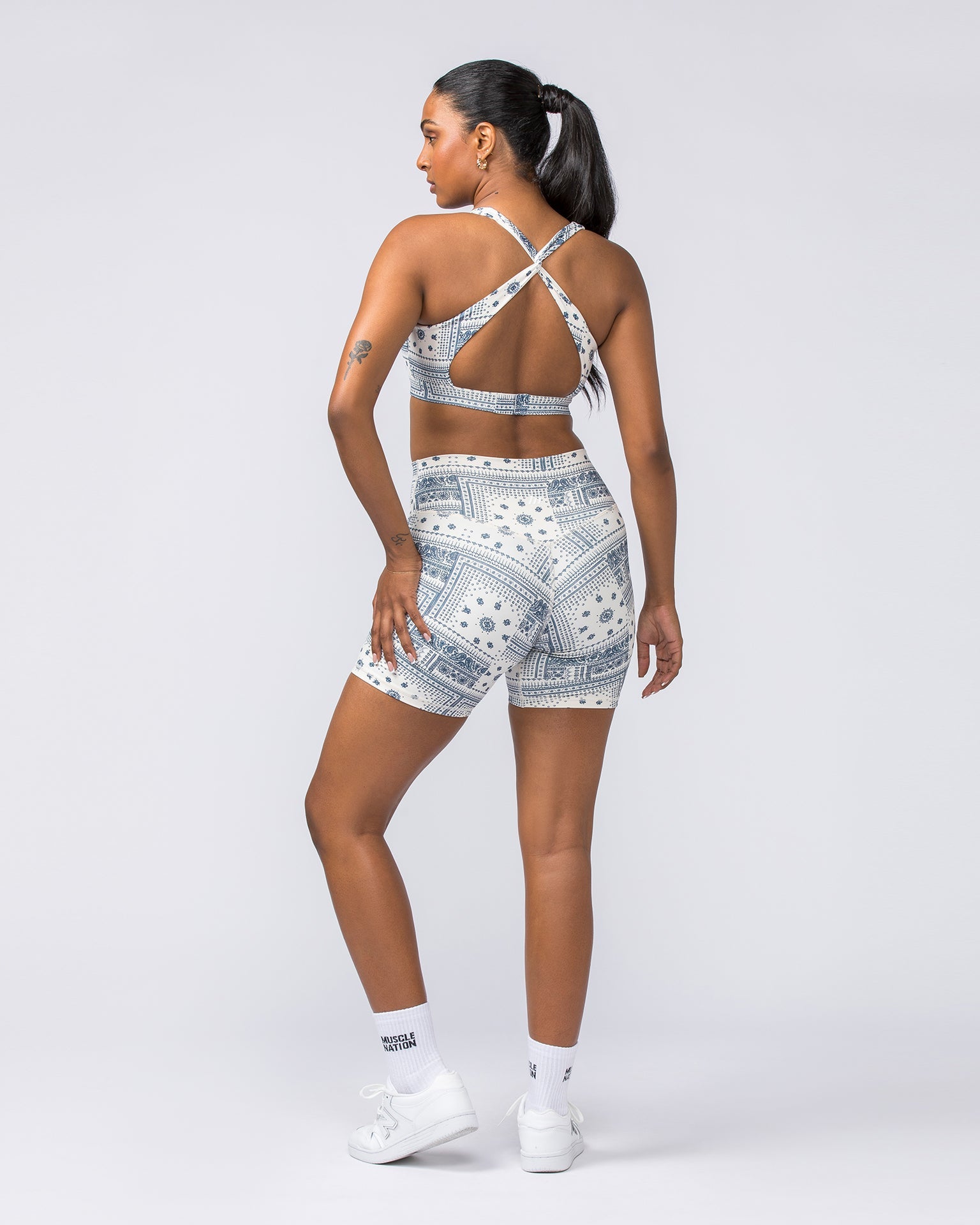 Muscle Nation Bike Shorts Zero Rise Everyday Bike Shorts - Sahara Paisley Print