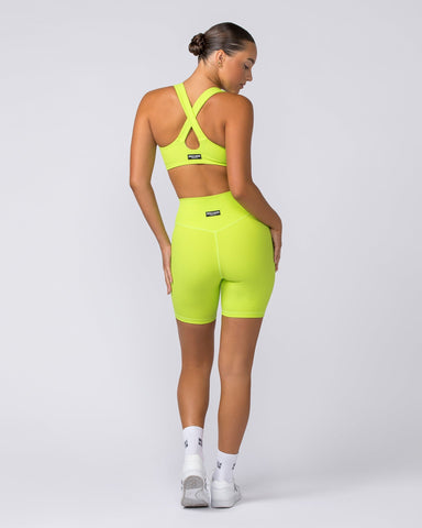 Muscle Nation Bike Shorts Zero Rise Rib Bike Shorts - Cyber Lime