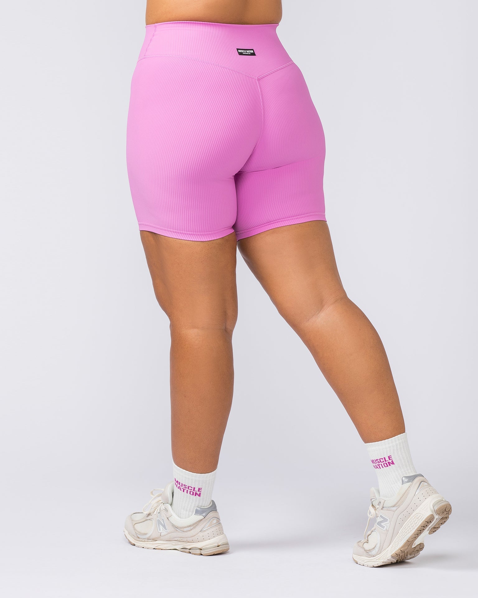 Muscle Nation Bike Shorts Zero Rise Rib Bike Shorts - Fondant Pink