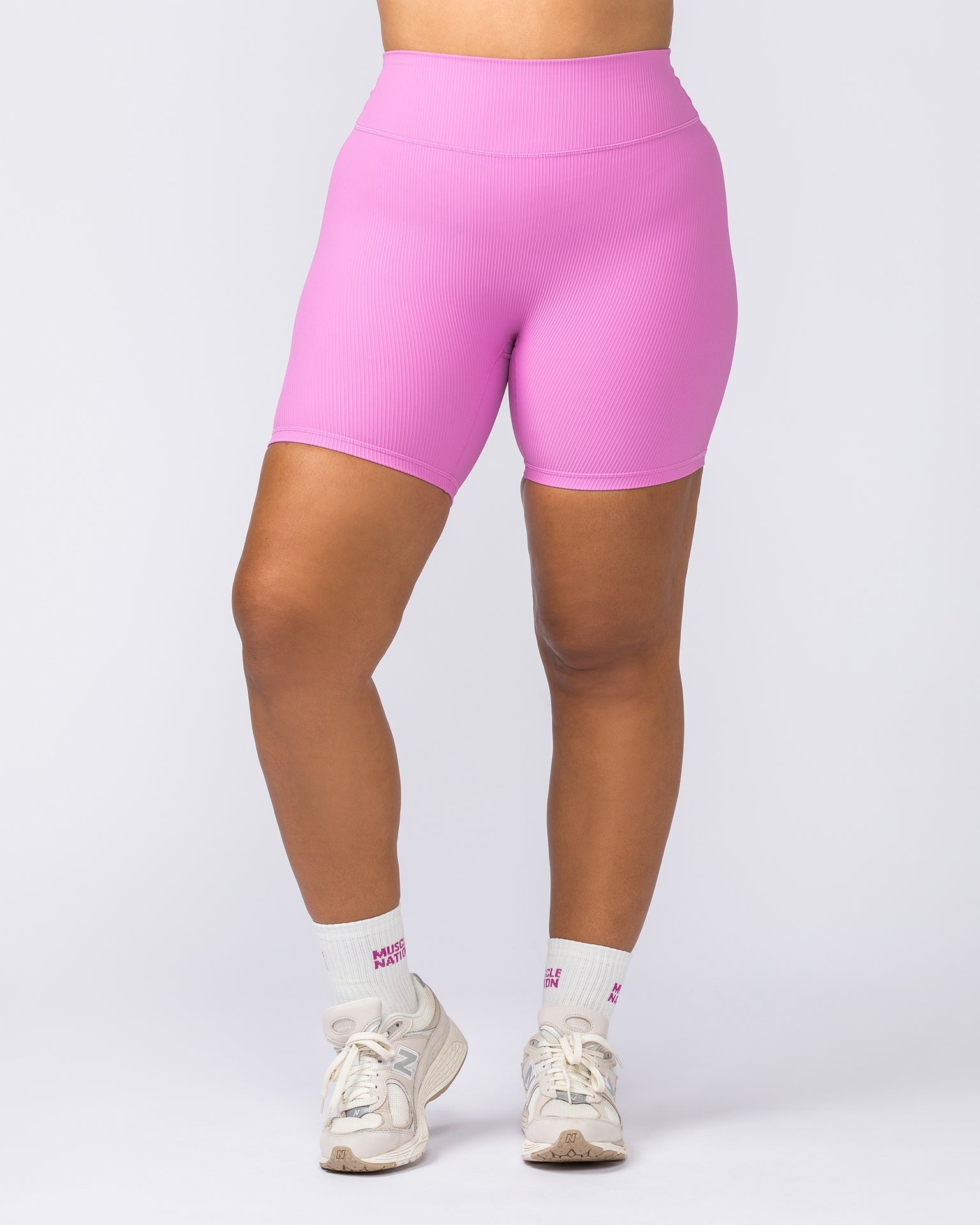 Muscle Nation Bike Shorts Zero Rise Rib Bike Shorts - Fondant Pink