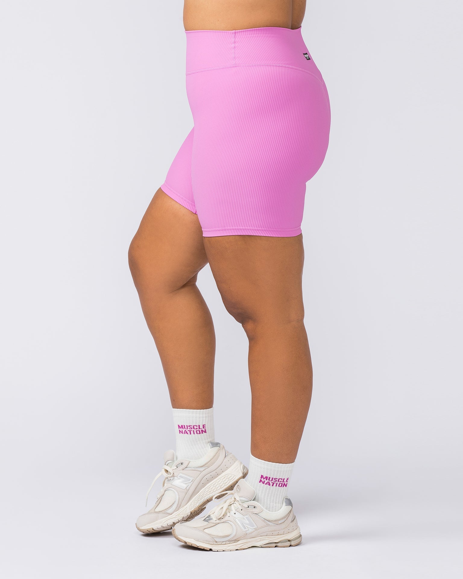 Muscle Nation Bike Shorts Zero Rise Rib Bike Shorts - Fondant Pink